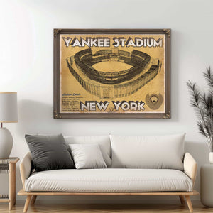 NY Yankees - Yankee Stadium Blueprint Vintage Baseball Print