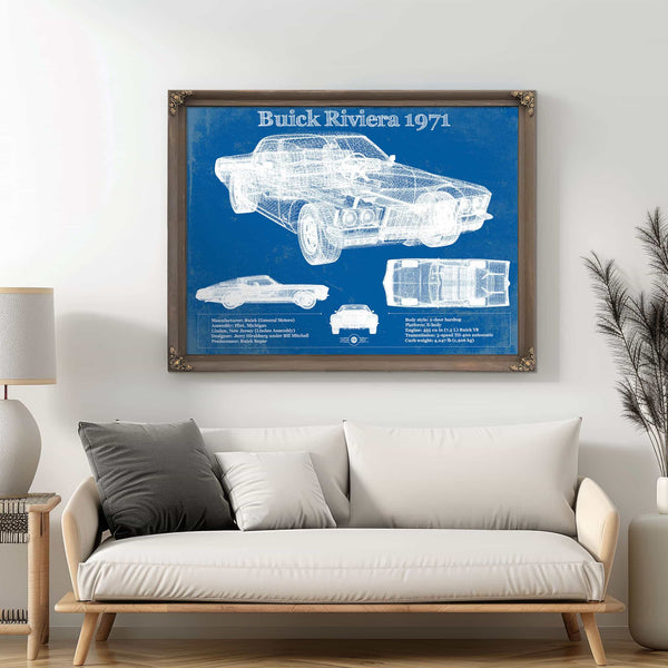 1971 Buick Riviera Blueprint Vintage Auto Print