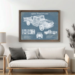 1960 Ford F-100 Blueprint Vintage Auto Print