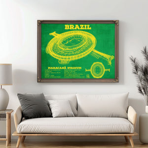 Brazil National Football Team Vintage MaracanÃ£ Stadium Soccer Print