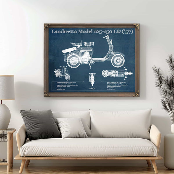 Lambretta Model 125 150 LD ('57) Vintage Blueprint Motorcycle Print