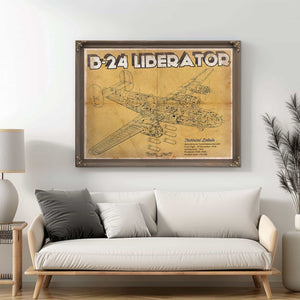 Vintage B-24 Liberator Bomber Military Print