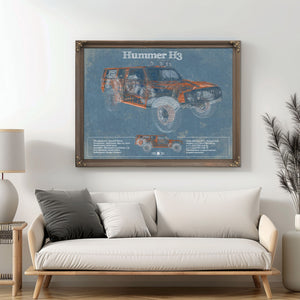 Hummer H3 Vintage Blueprint Auto Print