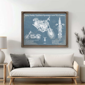 2005 Harley Davidson Sportster 1200 XL Custom Blueprint Motorcycle Patent Print