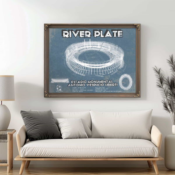 River Plate Estadio Monumental Antonio Vespucio Liberti Blueprint Soccer Print
