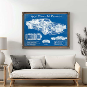 1970 Chevrolet Split Bumper Camaro Blueprint Vintage Auto Patent Print