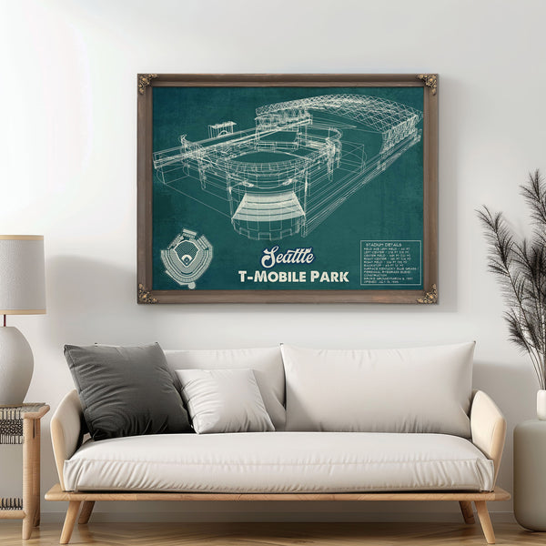 Seattle Mariners T- Mobile Park Vintage Baseball Frame Print 2019