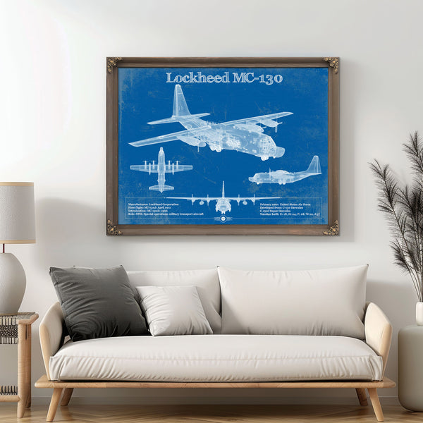 Lockheed MC-130 Vintage Aviation Blueprint Military Print