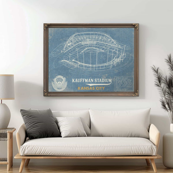 Kansas City Royals Kauffman Stadium Vintage Baseball Print