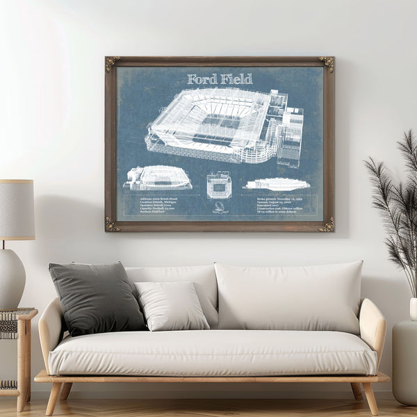 Vintage Detroit Lions Ford Field Wall Art