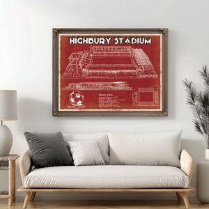 Arsenal Football Club - Vintage Highbury Stadium Soccer Print