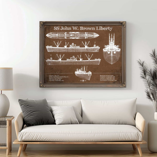SS John W. Brown Liberty ship Blueprint Original Military Wall Art - Customizable