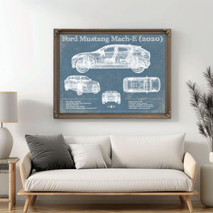 Ford Mustang Mach-E 2020 Blueprint Vintage Auto Print