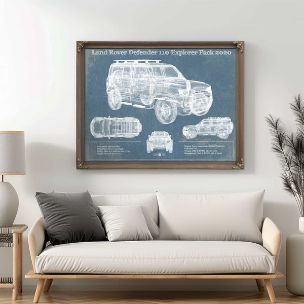 Land Rover Defender 110 Explorer Pack Vintage Blueprint Auto Print