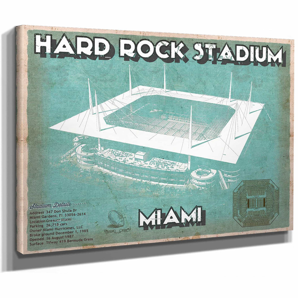 Miami Dolphins Hard Rock Stadium - Vintage Football Print