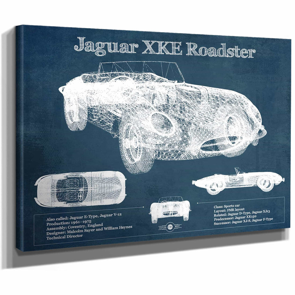 Jaguar XK-E Roadster Original Blueprint Art