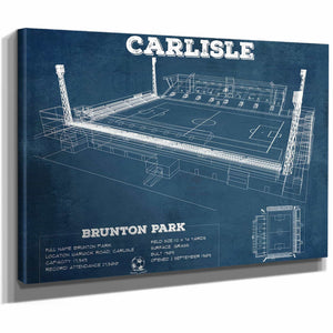 Carlisle United F.C. Brunton Park Blueprint Vintage Soccer Print