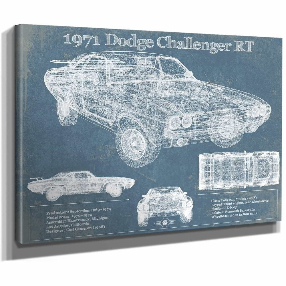 1971 Dodge Challenger Rt Car Blueprint Patent Original Art
