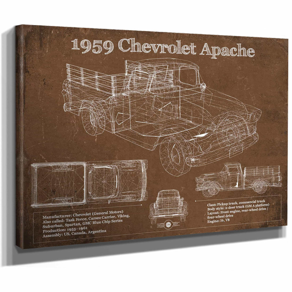 1959 Chevrolet Apache Fleetside Vintage Blueprint Auto Print