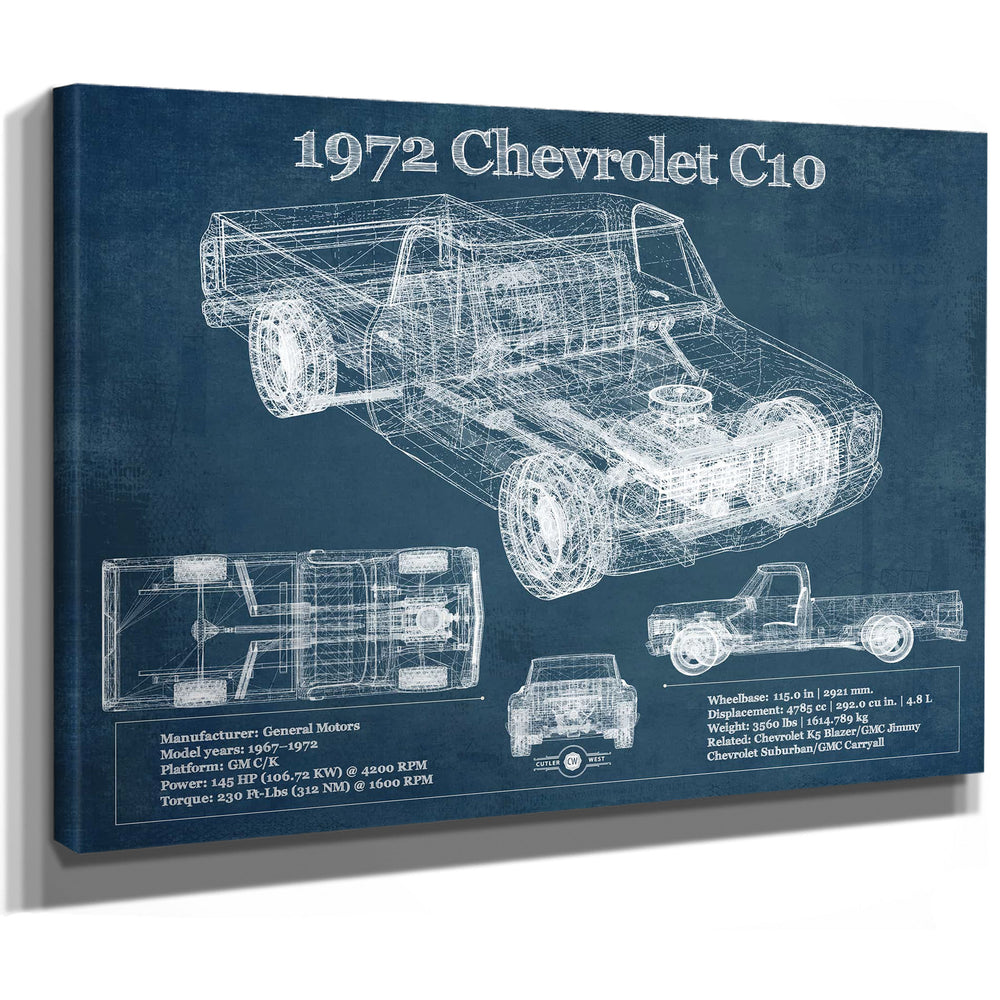 1972 Chevrolet C10 Vintage Blueprint Auto Print