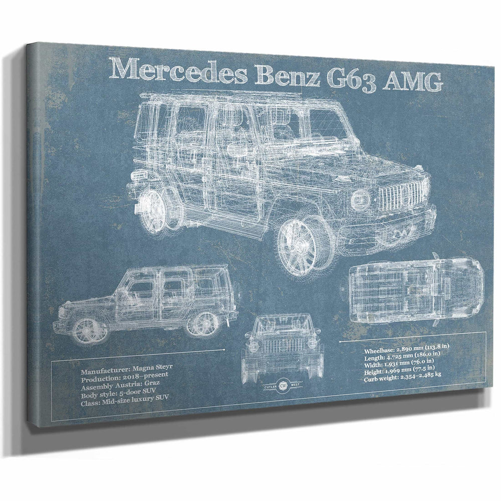 Mercedes Benz GLE580 (2020) Blueprint Vintage Auto Print
