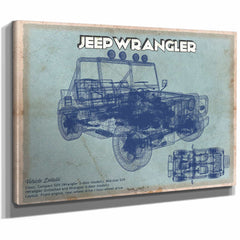 Jeep Wrangler Vintage Blueprint Auto Print