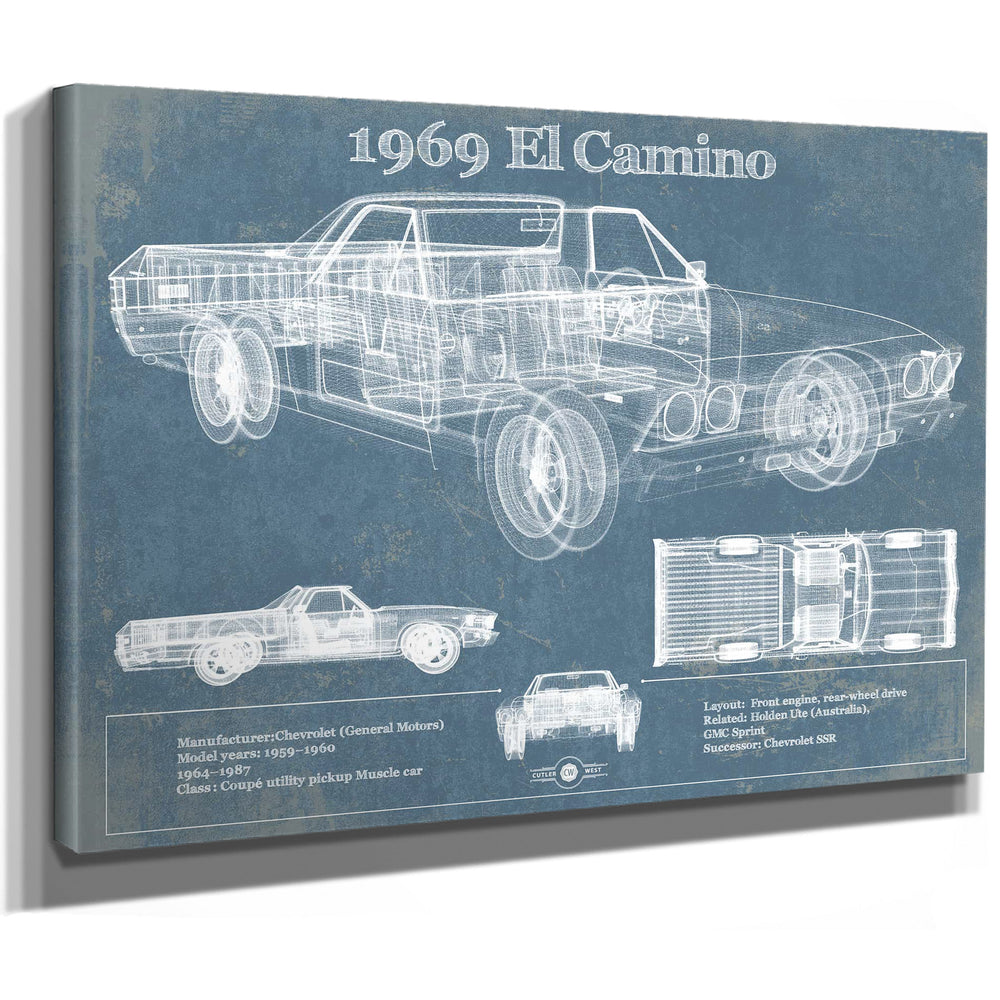 1969 El Camino Vintage Blueprint Auto Print