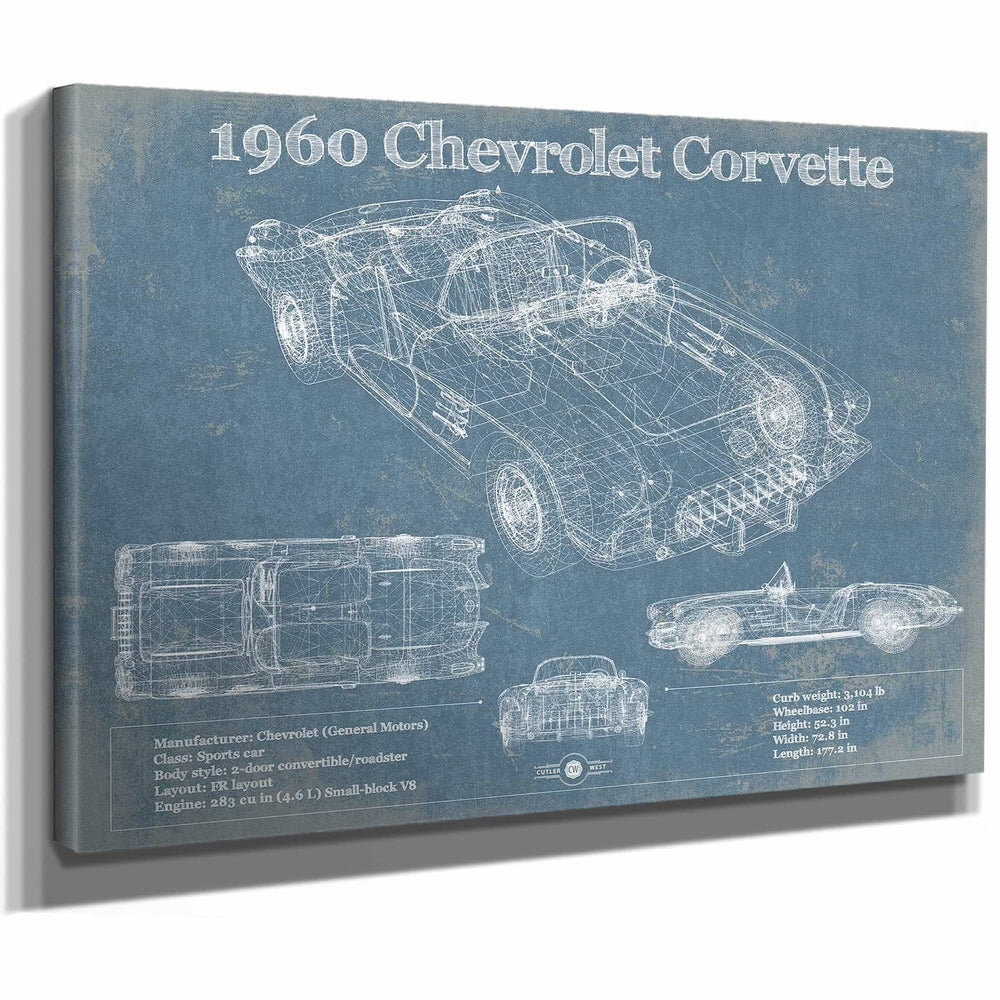 1960 Chevrolet Corvette C1 Blueprint Vintage Auto Print