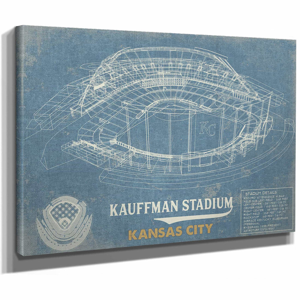Kansas City Royals Kauffman Stadium Vintage Baseball Print