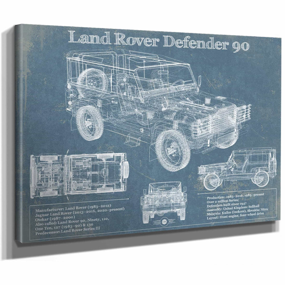 Land Rover Defender 90 Blueprint Vintage Auto Patent Print