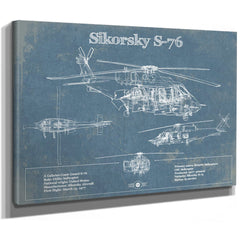 Sikorsky S-76 Helicopter Vintage Aviation Blueprint Military Print