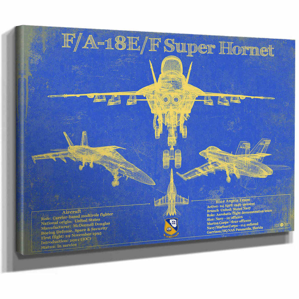 F/A-18F Super Hornet Patent Blueprint Original Military Wall Art