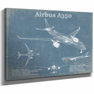 Airbus A350 Vintage Aviation Blueprint Print