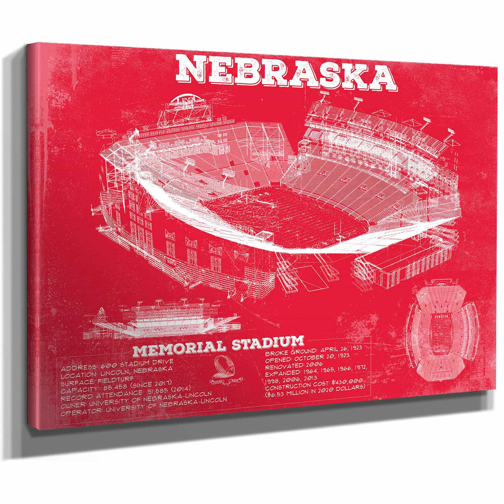 Nebraska Cornhuskers - Vintage Memorial Stadium (Lincoln) Art Print