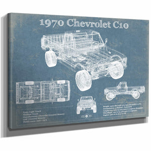 1970 Chevrolet C10 Pickup Vintage Blueprint Auto Print