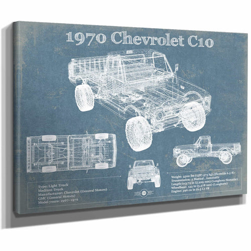 1970 Chevrolet C10 Pickup Vintage Blueprint Auto Print