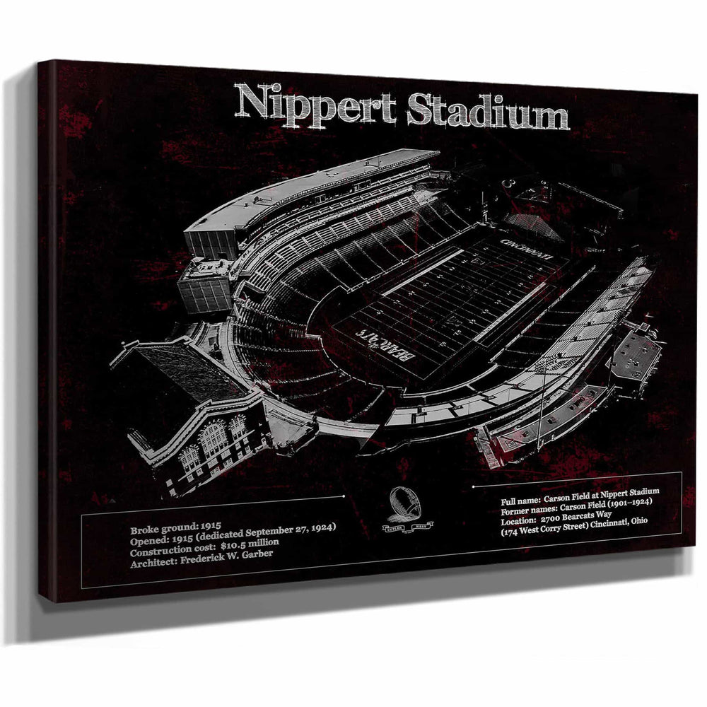 Cincinnati Bearcats - Vintage Nippert Stadium Team Color Art Print