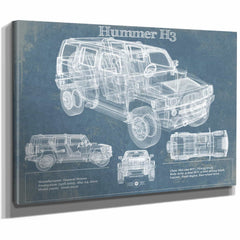 Hummer H3 Vintage Blueprint Auto Print