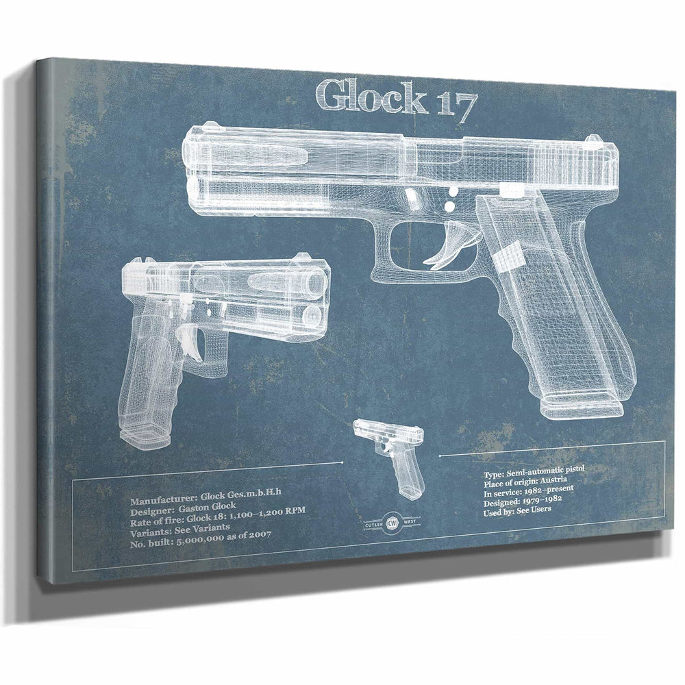 Glock 17 Blueprint Vintage Gun Print