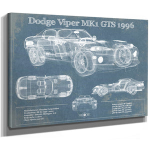 Dodge Viper Vintage Blueprint Auto Print