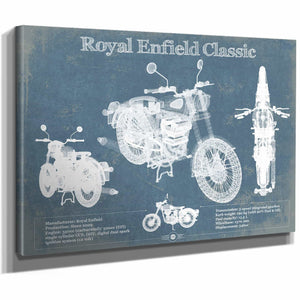 Royal Enfield Classis 350 And 500 Blueprint Motorcycle Patent Print