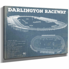 Darlington Raceway Charcoal Blueprint NASCAR Race Track Print