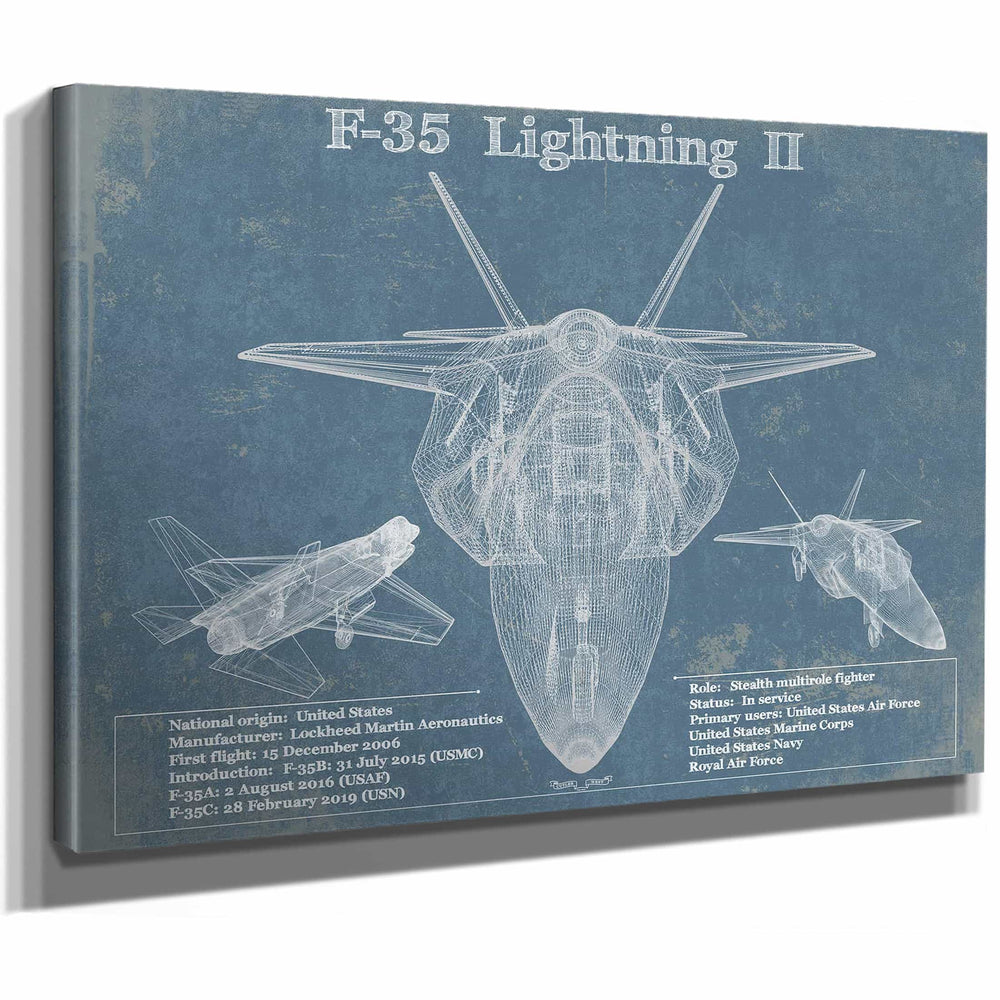 F-35 Aircraft Patent Blueprint Original Design Wall Art