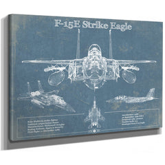 McDonnell Douglas F-15E Strike Eagle Vintage Aviation Blueprint Military Print - Custom Name and Squadron Text