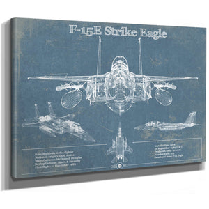 McDonnell Douglas F-15E Strike Eagle Vintage Aviation Blueprint Military Print - Custom Name and Squadron Text