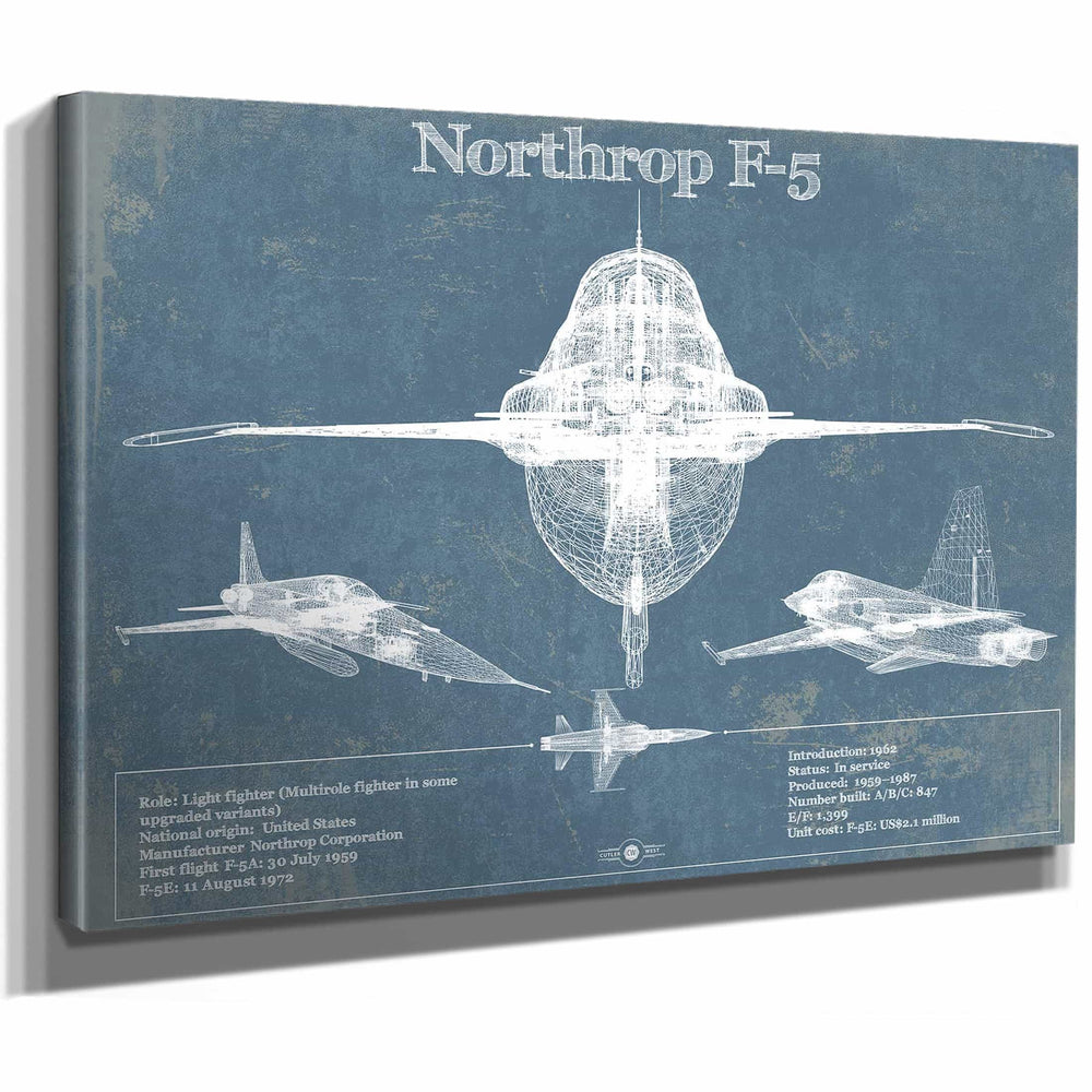 Northrop F-5 Aircraft Blueprint Original Military Wall Art