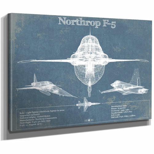 Northrop F-5 Aircraft Blueprint Original Military Wall Art