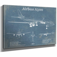 Airbus A300 Vintage Aviation Blueprint Print