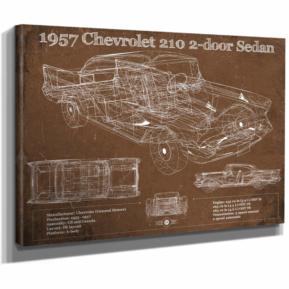 1957 Citroen 2Cv Vintage Blueprint Auto Print