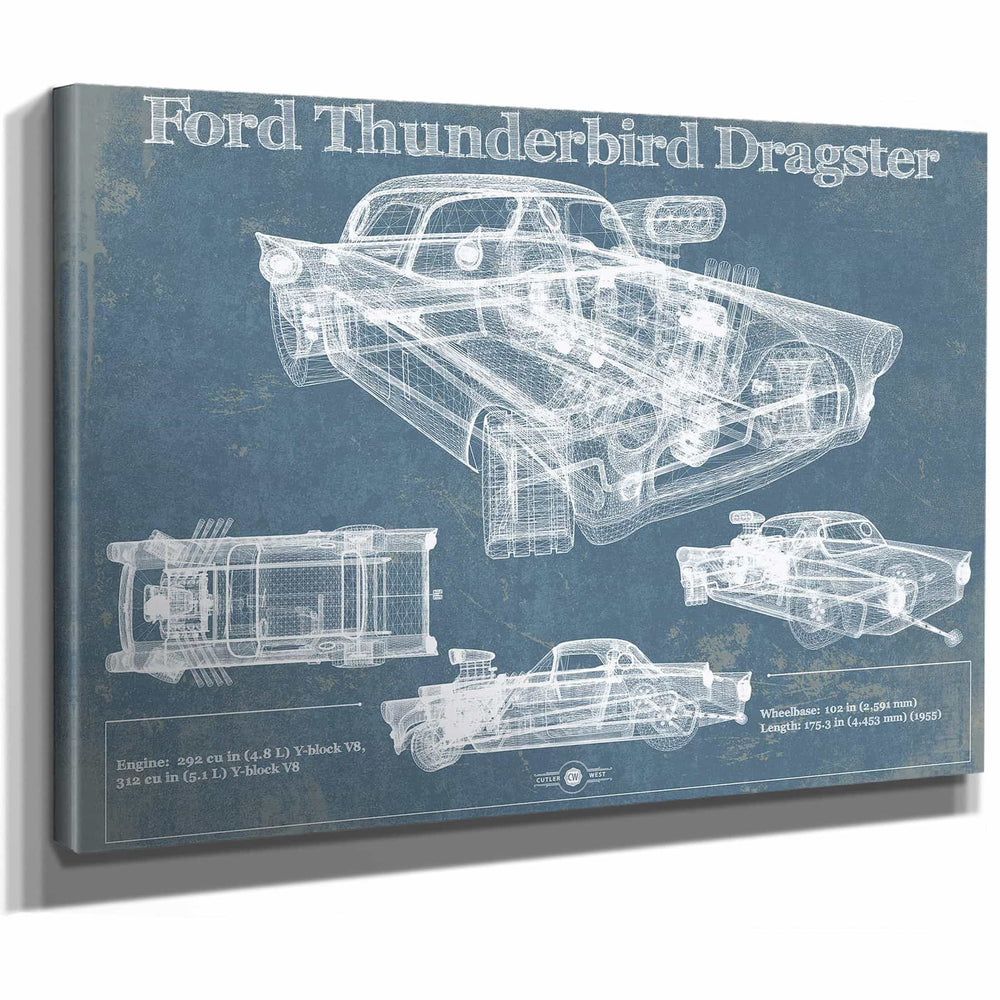 Ford Thunderbird Dragster Blueprint Vintage Auto Print